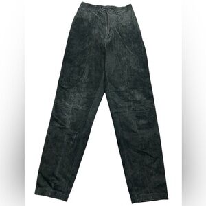 DAVID BROOKS / Dark Gray Vintage Retro High Waisted Leather Suede Pants / Size 6